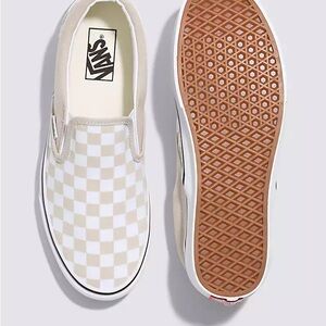 Vans Unisex Adults' Classic Slip on Trainers, Beige ((Checkerboard)